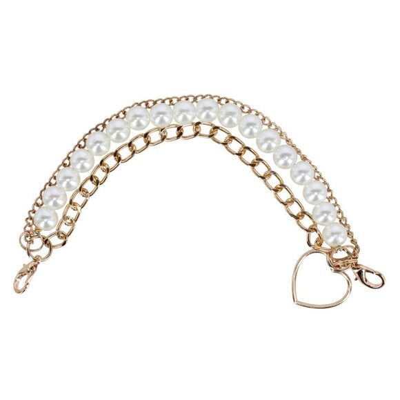 CTM Women's Gold Pearl with Heart Bag Chain - Picture 1 of 2